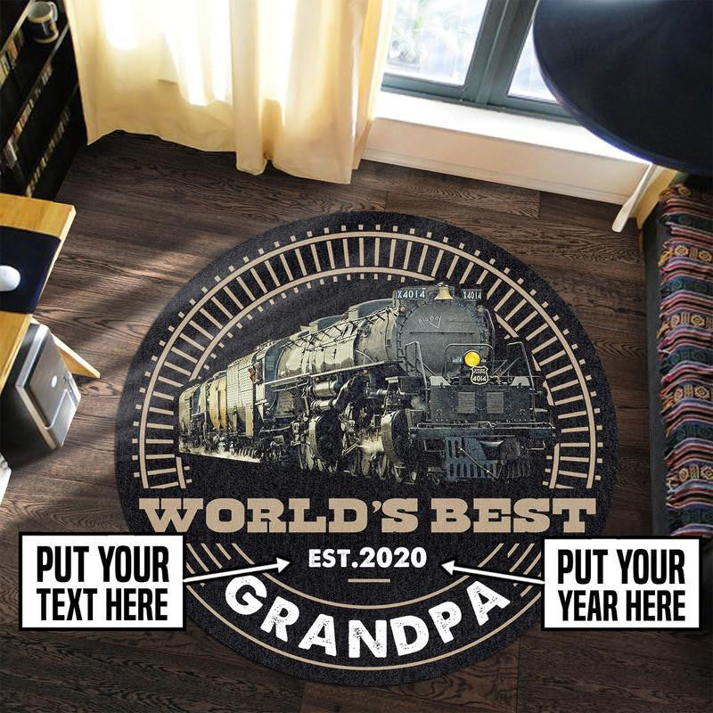 Personalized Union Pacific World Best Grandpa Round Mat Round Floor Mat Room Rugs Carpet Outdoor Rug Washable Rugs