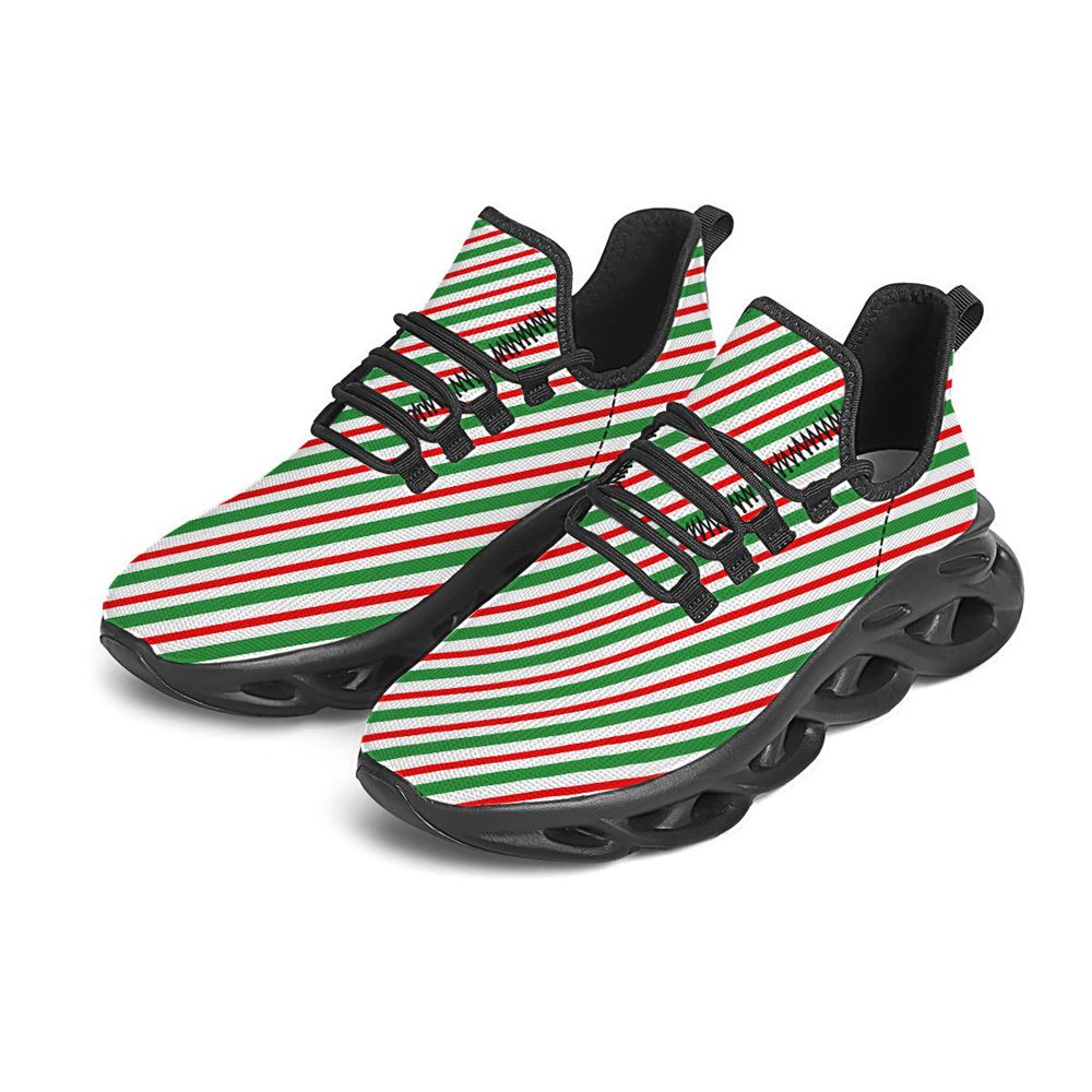 Candy Cane Stripes Christmas Print Black Max Soul Shoes For Men Women, Best Running Sneaker, Christmas Shoes, Winter Fashion Shoes