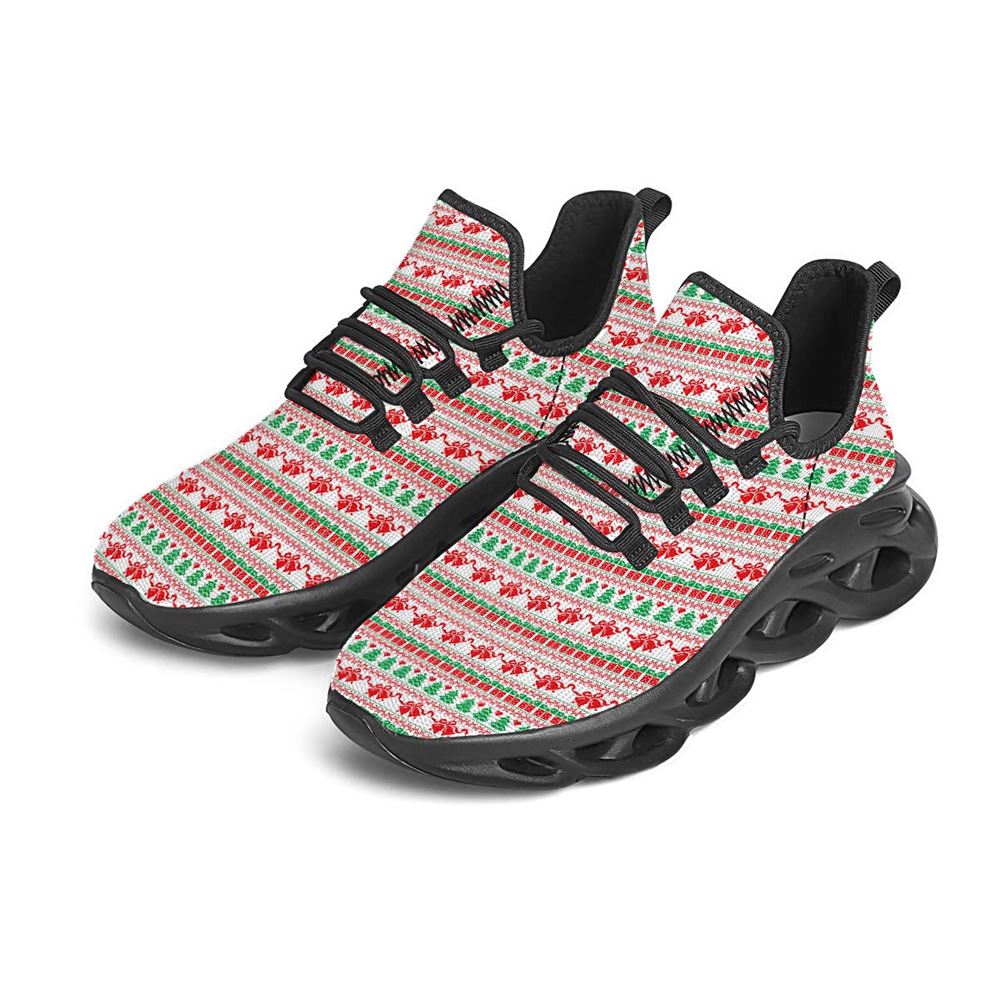 Party Knitted Christmas Print Pattern Black Max Soul Shoes For Men Women, Best Running Sneaker, Christmas Shoes, Winter Fashion Shoes