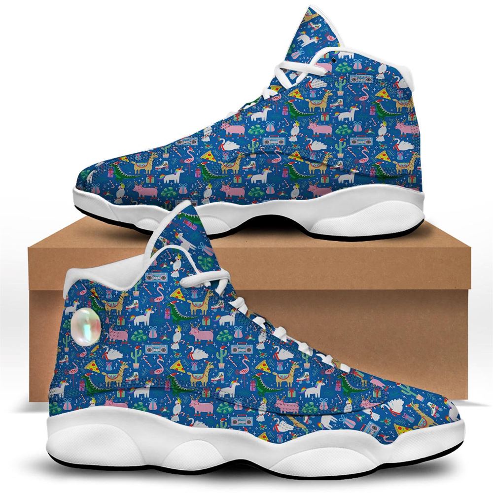 Christmas Basketball Shoes, Christmas Party Funny Animals Print Pattern Jd13 Shoes For Men Women, Christmas Fashion Shoes