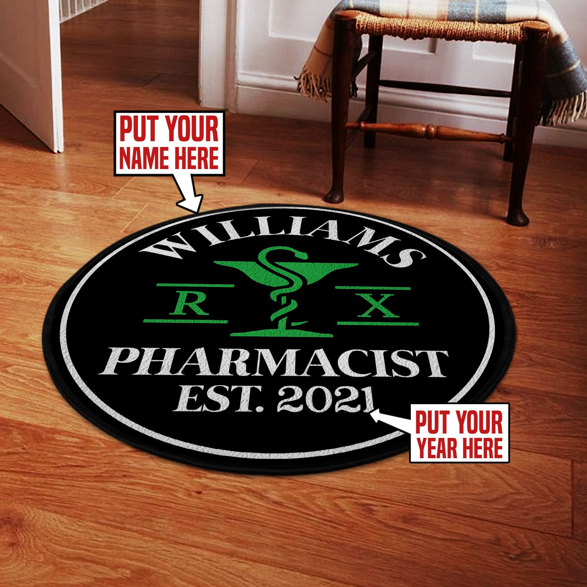 Personalized Pharmacist Round Mat Round Floor Mat Room Rugs Carpet Outdoor Rug Washable Rugs