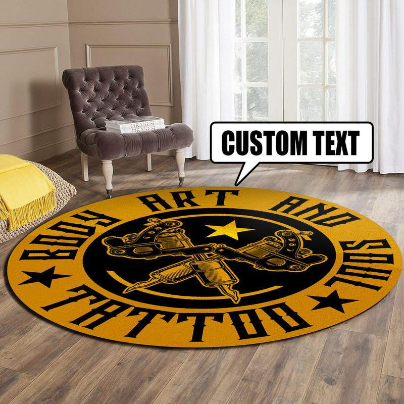 Personalized Tattoo Studio Round Mat Round Floor Mat Room Rugs Carpet Outdoor Rug Washable Rugs