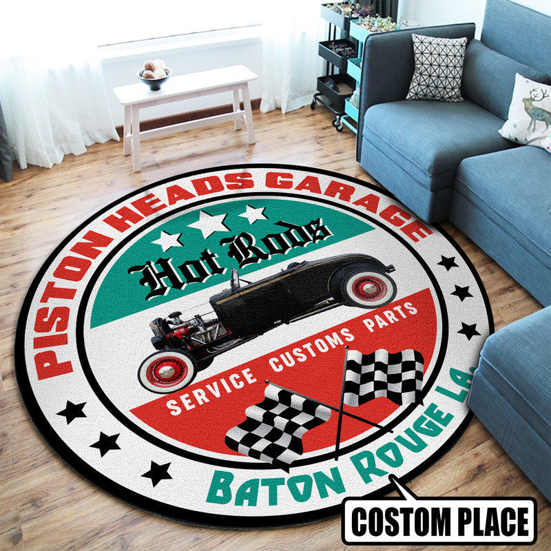 Personalized Piston Heads Garage Round Mat Round Floor Mat Room Rugs Carpet Outdoor Rug Washable Rugs