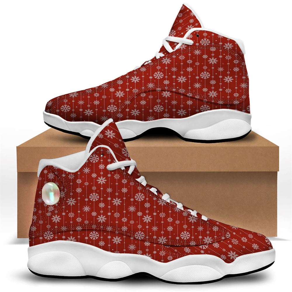 Christmas Basketball Shoes, Snowflakes Merry Christmas Print Pattern Jd13 Shoes For Men Women, Christmas Fashion Shoes