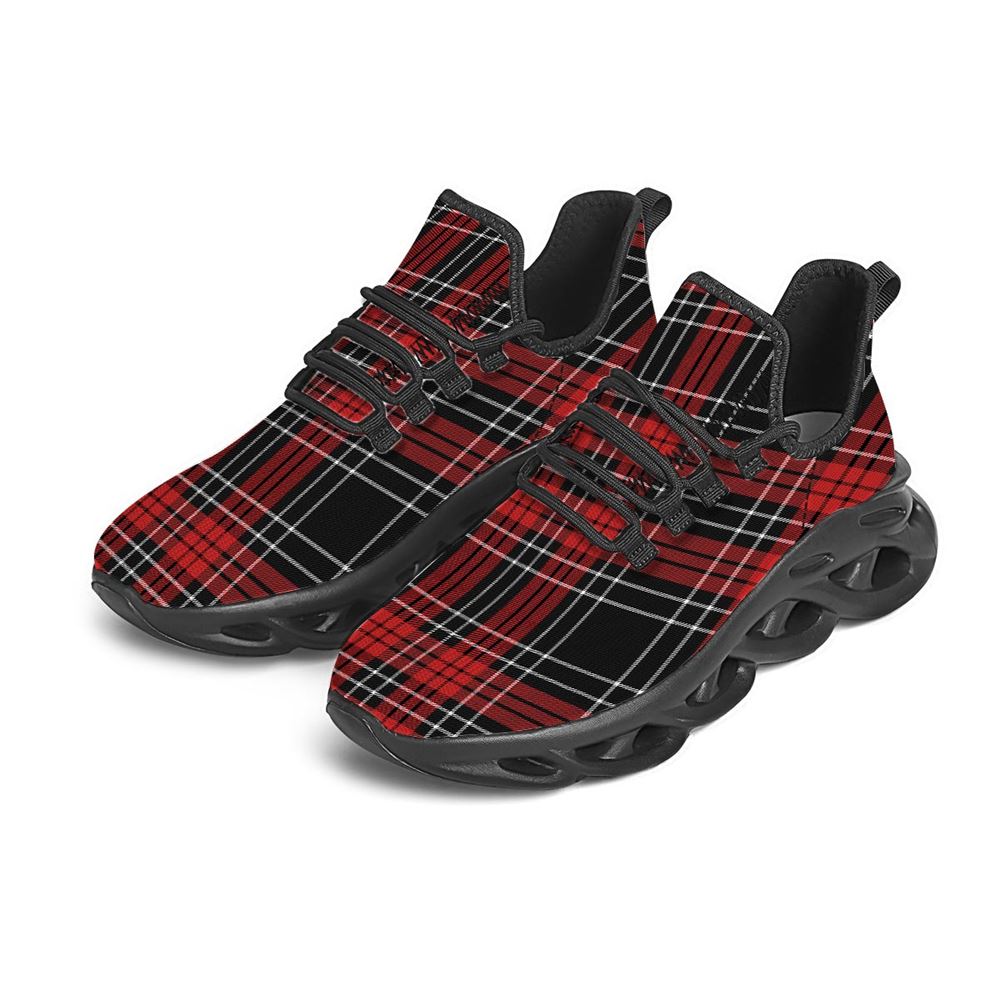 Christmas Red Plaid Scottish Black Max Soul Shoes For Men Women, Best Running Sneaker, Christmas Shoes, Winter Fashion Shoes