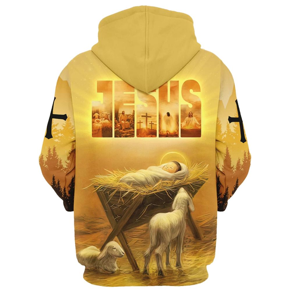 Baby Jesus In A Manger Hoodies, Jesus Coming Back As A King Hoodie For Men & Women, God 3D Printed Hoodie, Christian Apparel Hoodies