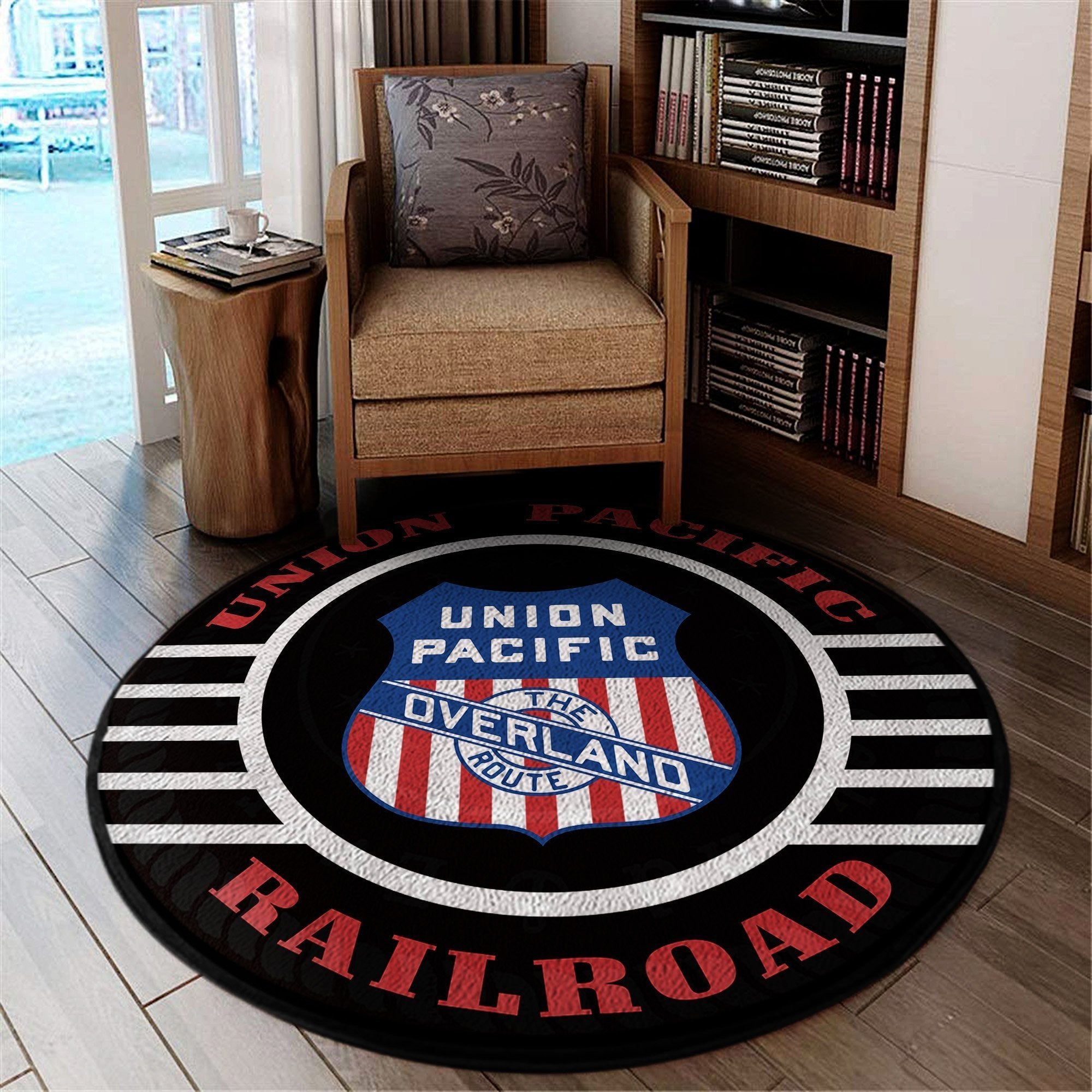 Unionpacific Round Mat Union Pacific Overland 1912 Railroad Round Floor Mat Room Rugs Carpet Outdoor Rug Washable Rugs