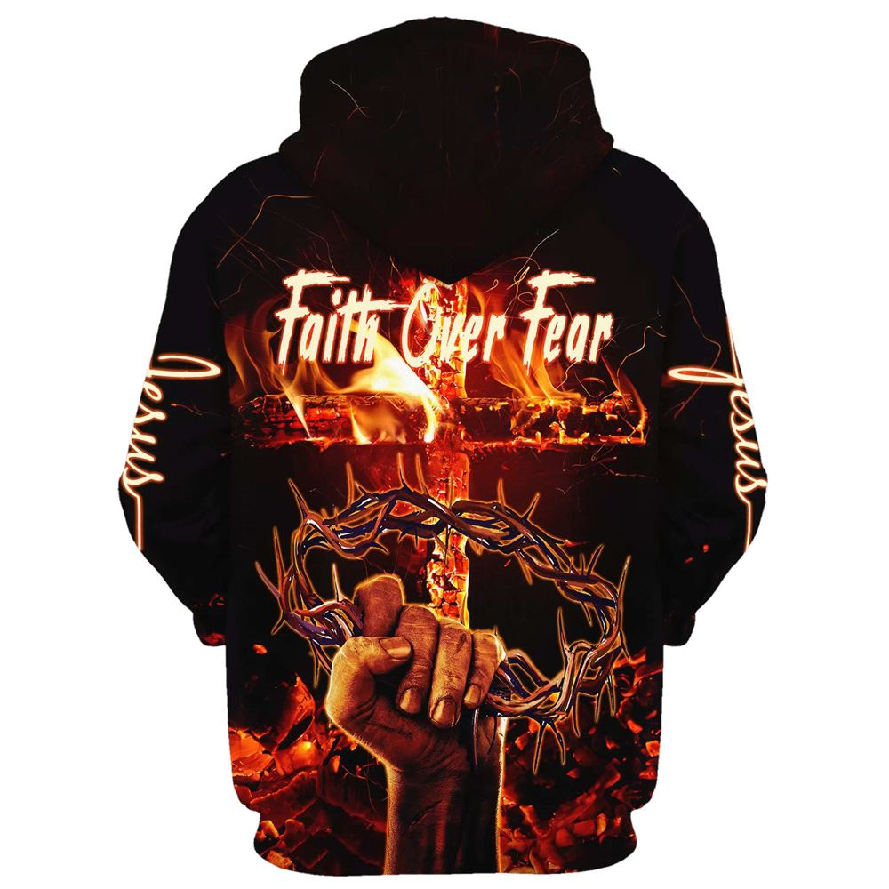 Crown Of Thorns Jesus Christ, Faith Over Fear Hoodie For Men & Women, God 3D Printed Hoodie, Christian Apparel Hoodies