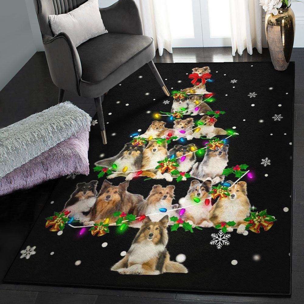 Dog Lover Gift Modern Rugs Shetland Sheepdog Rug Rectangle Rugs Washable Area Rug Non-Slip Carpet For Living Room Bedroom