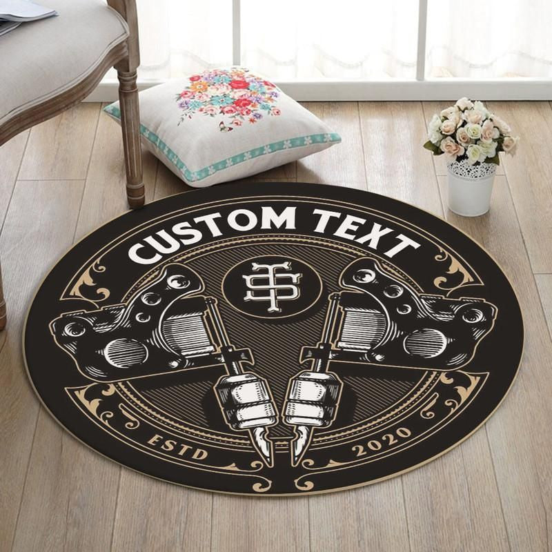 Personalized Tattoo Studio Living Room Round Mat Circle Rug