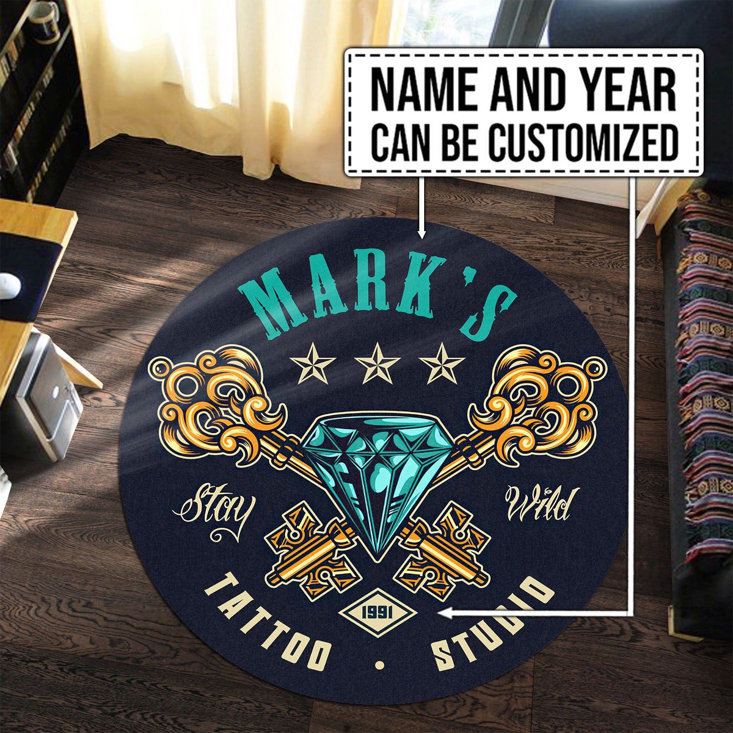 Personalized Tattoo Studio Round Mat