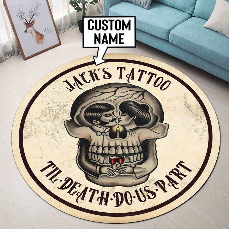 Personalized Til' Death Do Us Part Tattoo Round Mat Round Floor Mat Room Rugs Carpet Outdoor Rug Washable Rugs