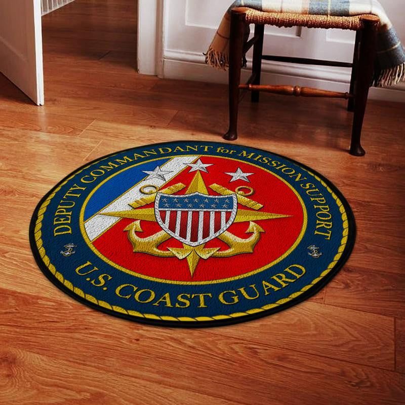 United States Coast Guard Round Mat Round Floor Mat Room Rugs Carpet Outdoor Rug Washable Rugs