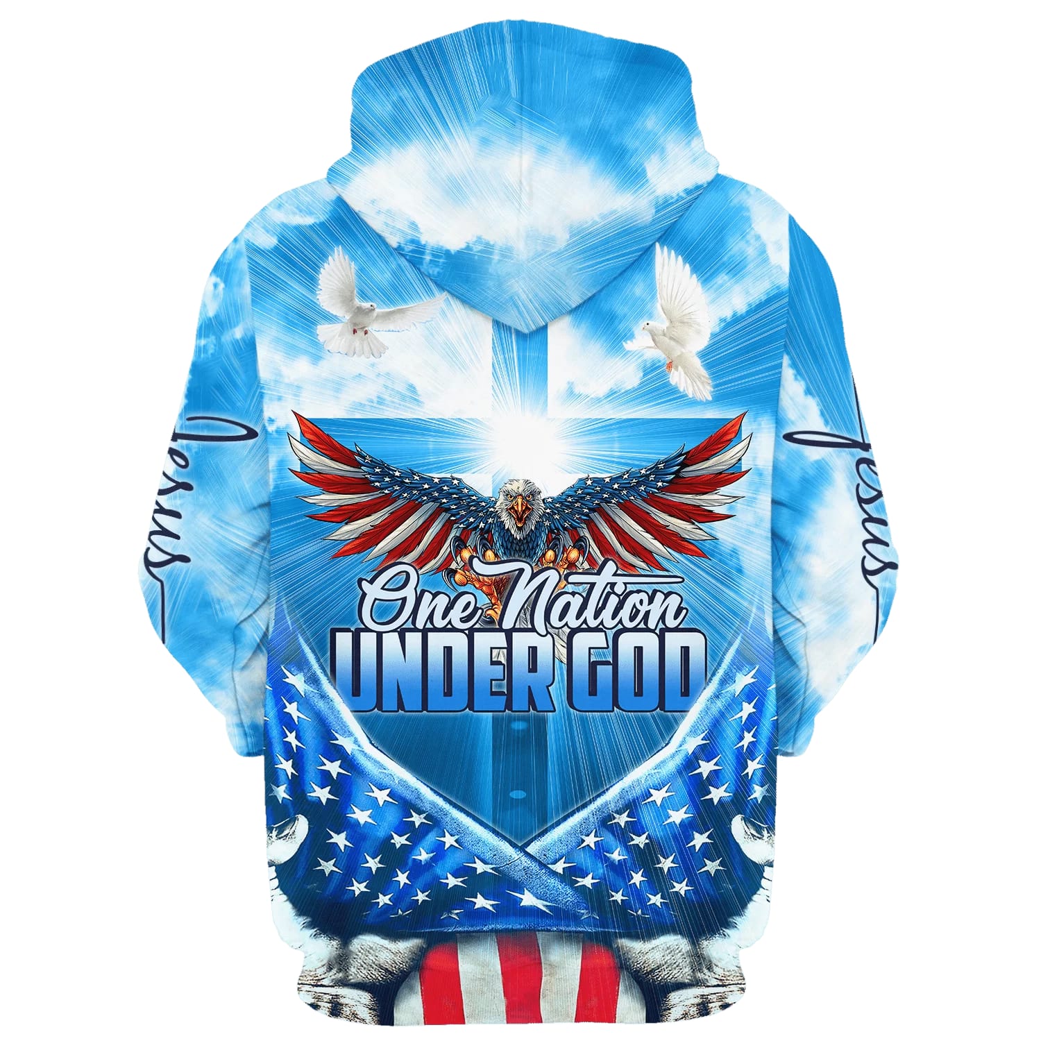 Eagle Christian Cross Jesus Dove America One Nation Under God 3D Hoodies Jesus Hoodie, God 3D Printed Hoodie, Christian Apparel Hoodies