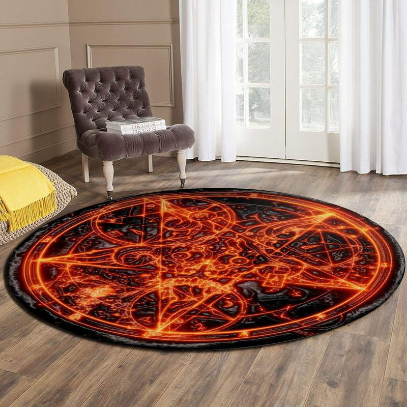 Sigil Of Fire Baphomet Living Room Round Mat Circle Rug