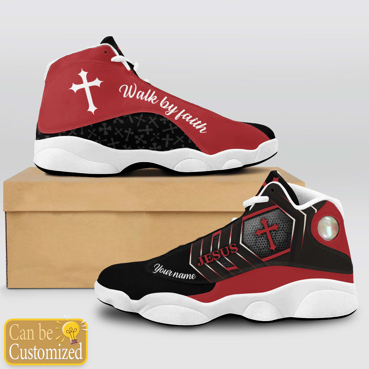 Jesus Walk By Faith Cool Black Custom Name Jd13 Shoes For Man And Women, Christian Basketball Shoes, Gifts For Christian, God Shoes