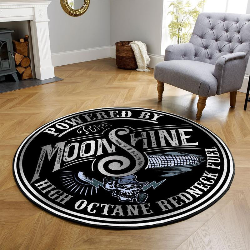 Powered By Pure Moonshine Round Mat Round Floor Mat Room Rugs Carpet Outdoor Rug Washable Rugs