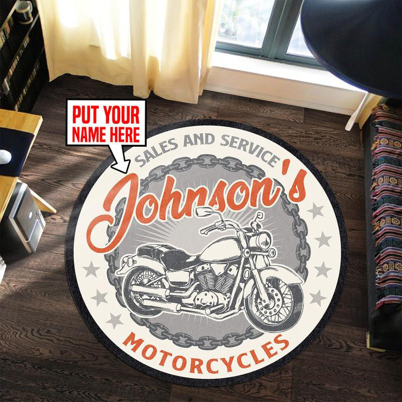 Personalized Motorcycles Living Room Round Mat Circle Rug