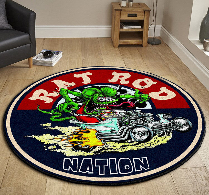 Rat Rod Nation Round Mat Round Floor Mat Room Rugs Carpet Outdoor Rug Washable Rugs