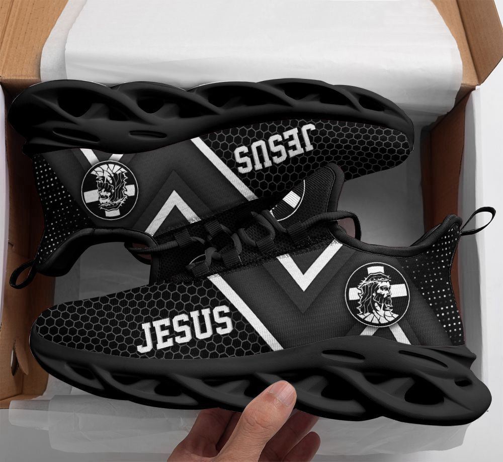 Christian Best Running Shoes, Jesus White And Black Running Sneakers Max Soul Shoes For Men And Women, Jesus Fashion Shoes