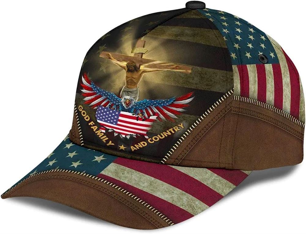 Crucifixion Of Jesus God Family And Country All Over Print Baseball Cap, God Cap, Gift Ideas For Male