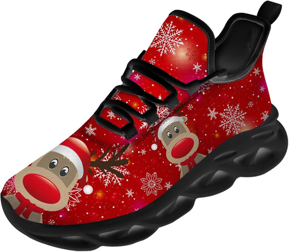 Christmas Running Shoes, Red Nosed Reindeer Christmas Max Soul Shoes For Men Women, Christmas Shoes, Winter Fashion Shoes