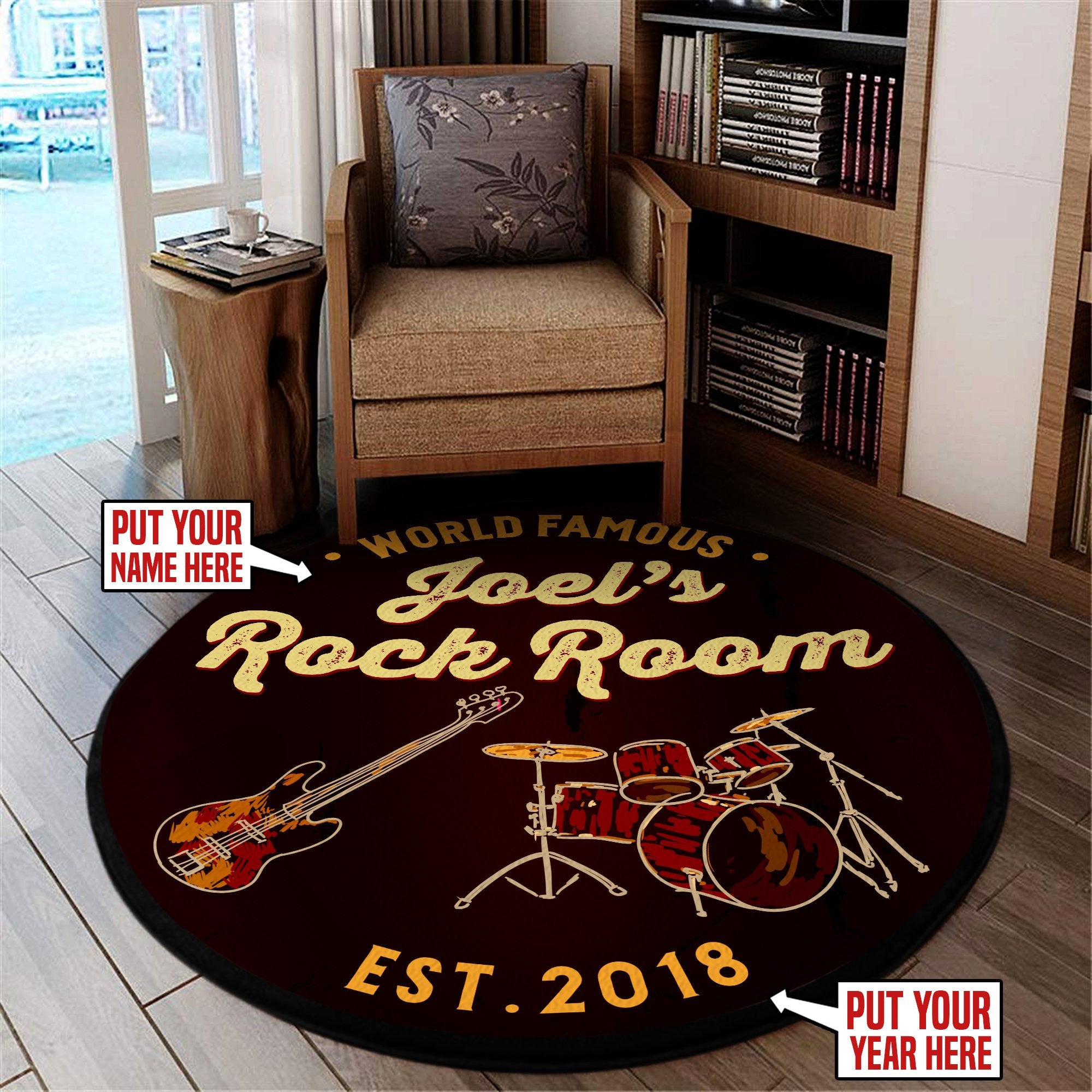 Personalized Rock Room Round Mat Round Floor Mat Room Rugs Carpet Outdoor Rug Washable Rugs