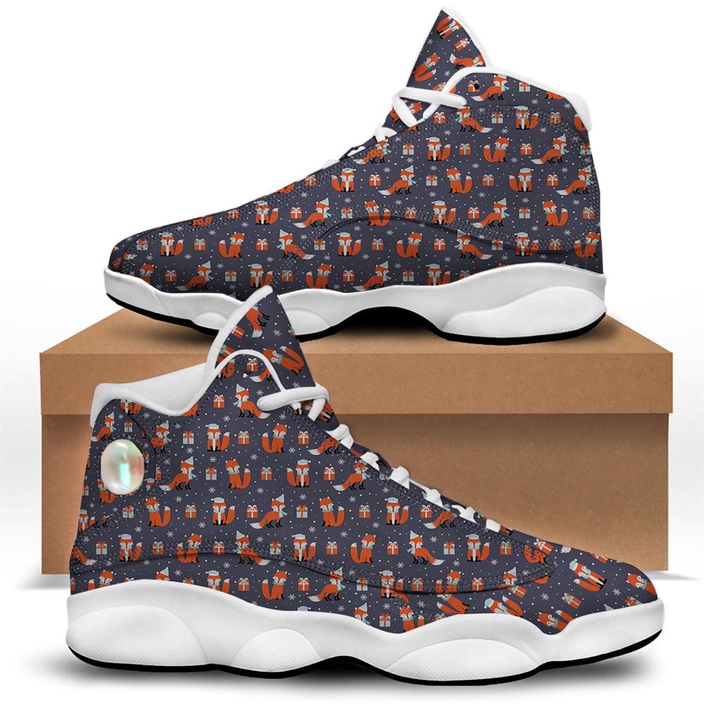 Christmas Basketball Shoes, Fox Christmas Print Pattern Jd13 Shoes For Men Women, Christmas Fashion Shoes