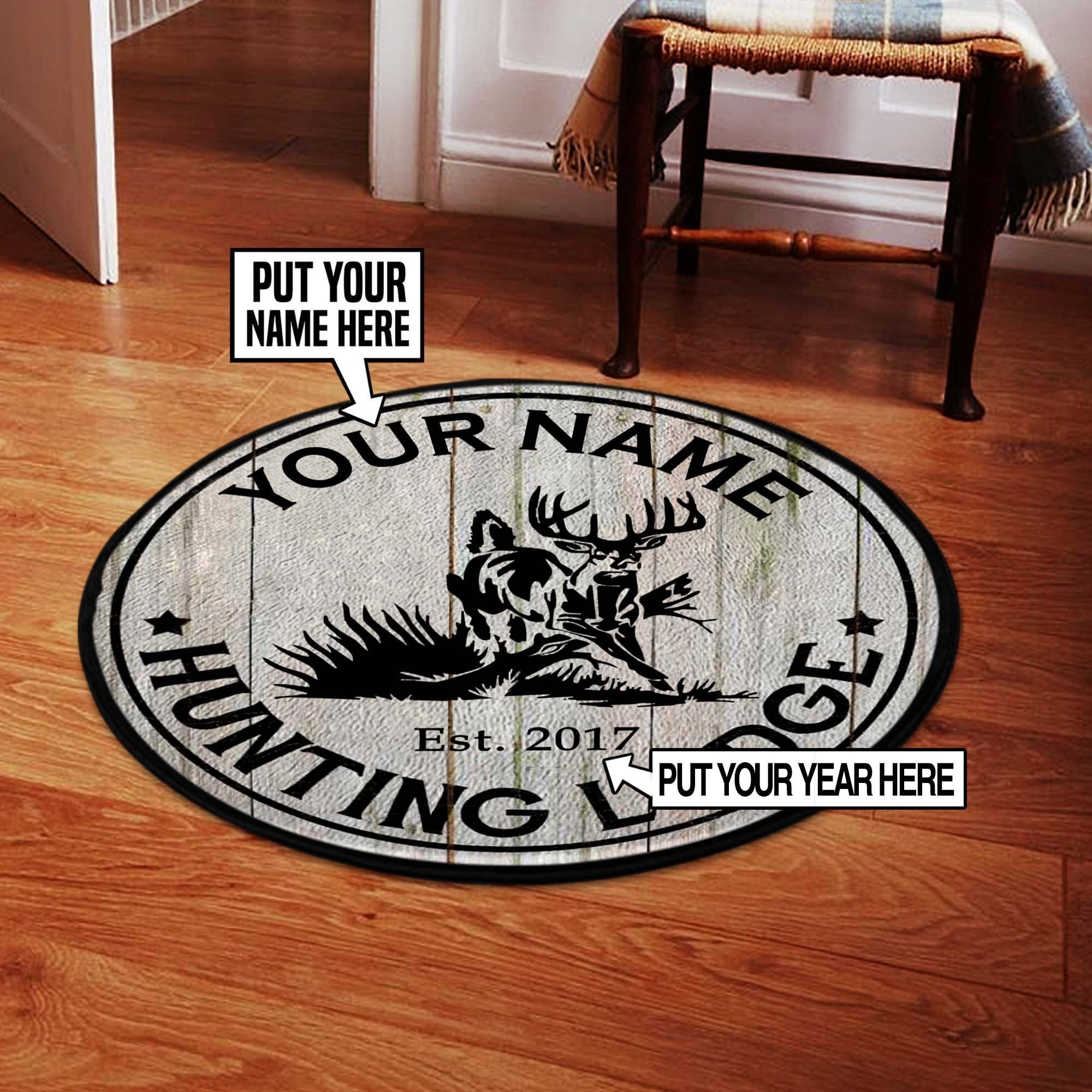 Welcome Hunting Logde Round Rug, Carpet Living Room Round Mat Circle Rug Kitchen Rugs Round Rugs