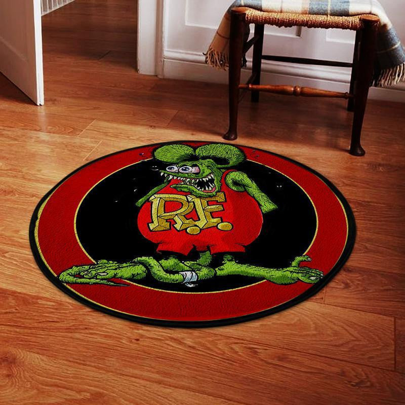 Rat Fink Hot Rod Round Mat Round Floor Mat Room Rugs Carpet Outdoor Rug Washable Rugs