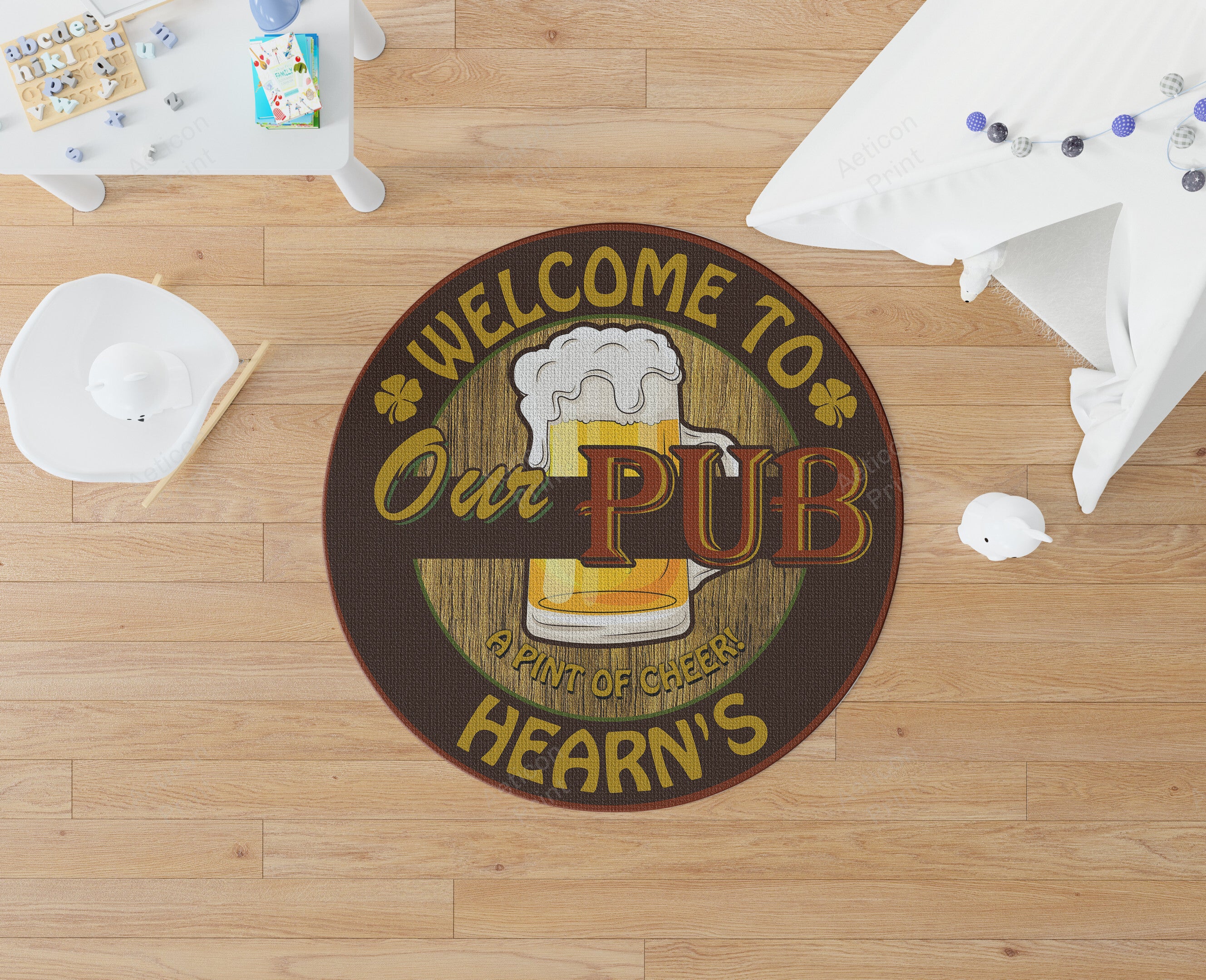 Personalized Tavern Bar Round Mat Round Floor Mat Room Rugs Carpet Outdoor Rug Washable Rugs