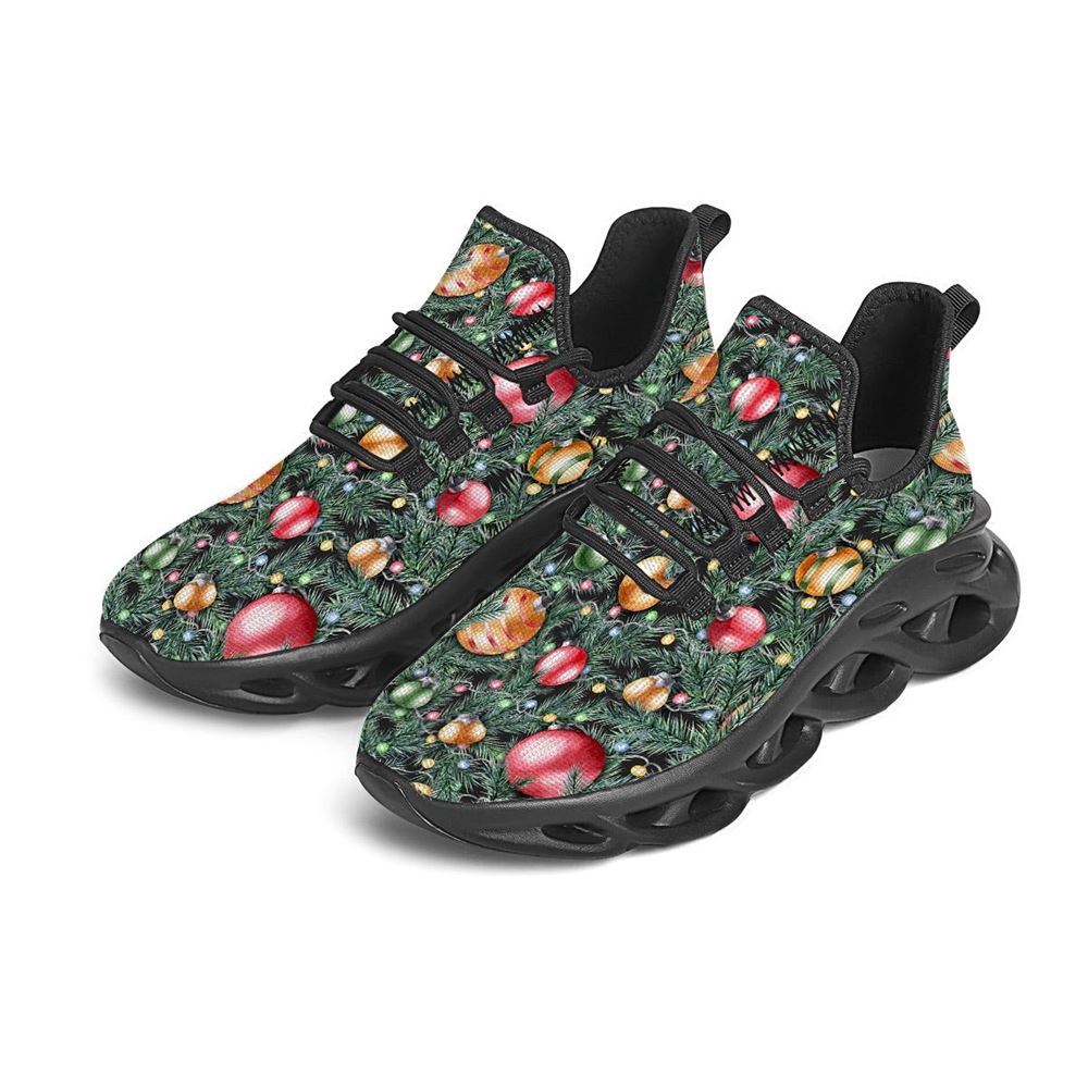 Merry Christmas Watercolor Print Pattern Black Max Soul Shoes For Men Women, Best Running Sneaker, Christmas Shoes, Winter Fashion Shoes