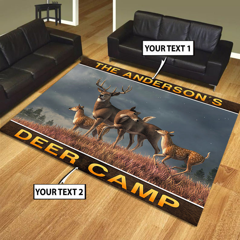 Deer Hunting Whitetail Deer Family Area Rug Washable Rugs Carpet