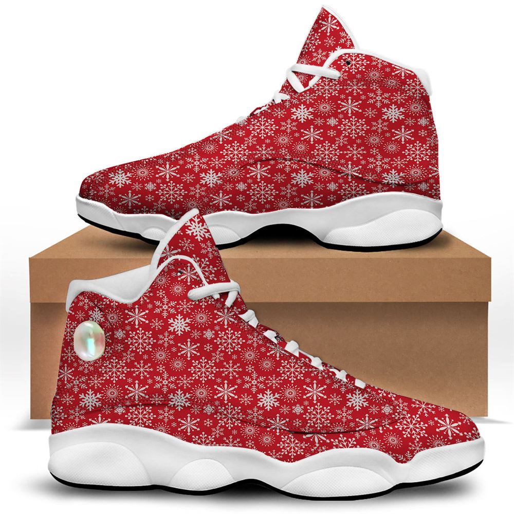 Christmas Basketball Shoes, Snowflake Christmas Print Jd13 Shoes For Men Women, Christmas Fashion Shoes