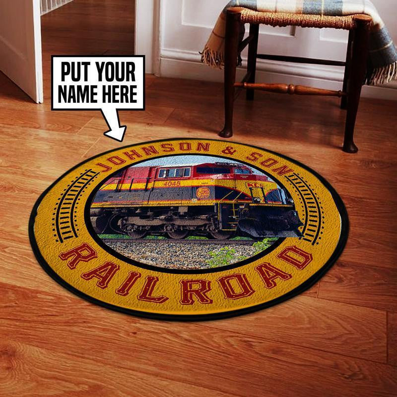 Personalized Kcs Kansas City Southern Railroad Round Mat Round Floor Mat Room Rugs Carpet Outdoor Rug Washable Rugs