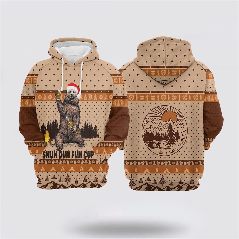 Bear Camping All Over Print 3D Hoodie For Men & Women, Christmas Hoodie Cute, Christmas Gift, Christmas Fashion