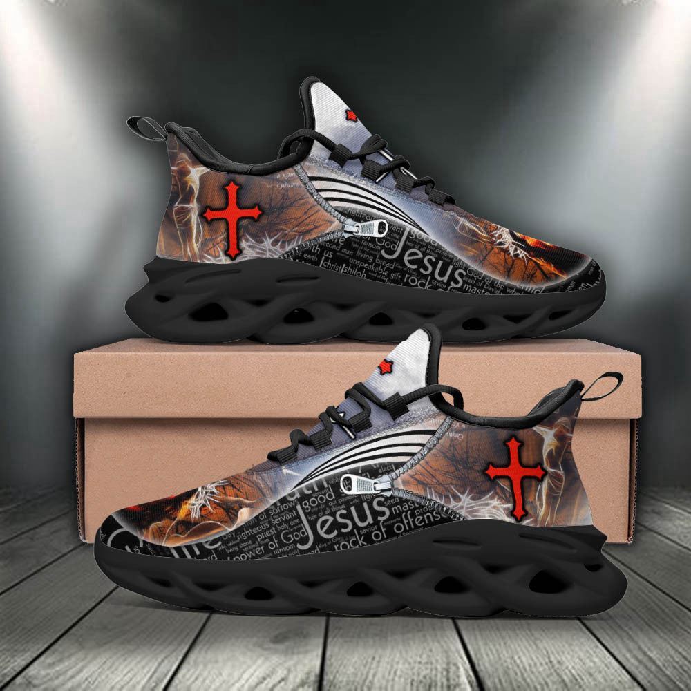 Christian Best Running Shoes, Jesus Running Sneakers Black White Max Soul Shoes For Men And Women, Jesus Fashion Shoes