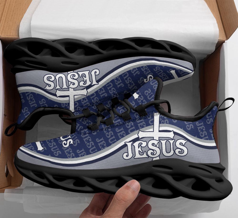 Christian Best Running Shoes, Jesus Running Sneakers White Blue Max Soul Shoes For Men And Women, Jesus Fashion Shoes