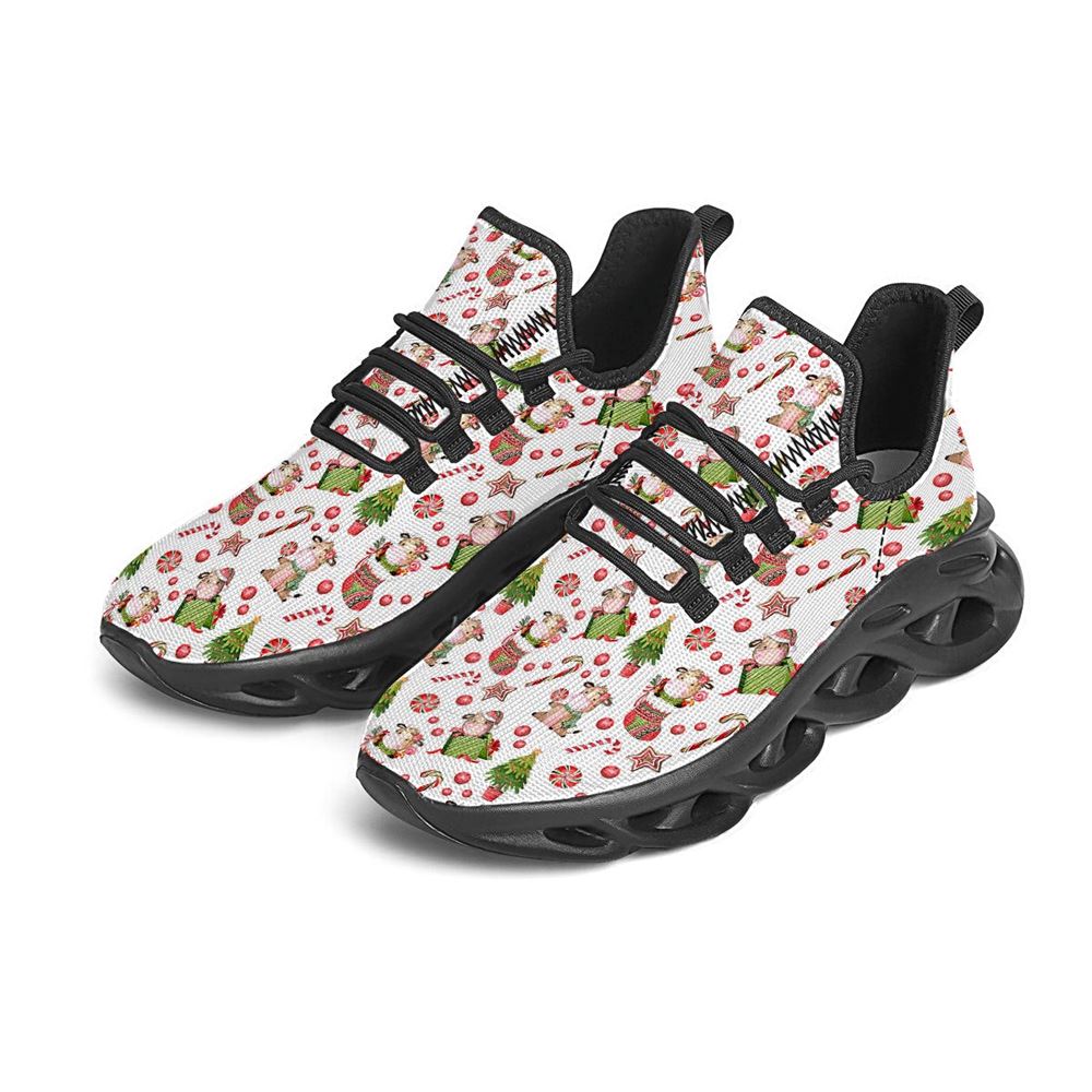 Cow Christmas Print Pattern Black Max Soul Shoes For Men Women, Best Running Sneaker, Christmas Shoes, Winter Fashion Shoes