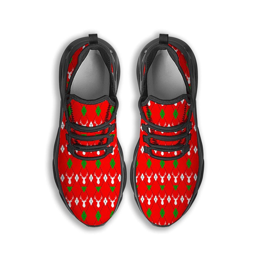 Deer Argyle Christmas Print Pattern Black Max Soul Shoes For Men Women, Best Running Sneaker, Christmas Shoes, Winter Fashion Shoes