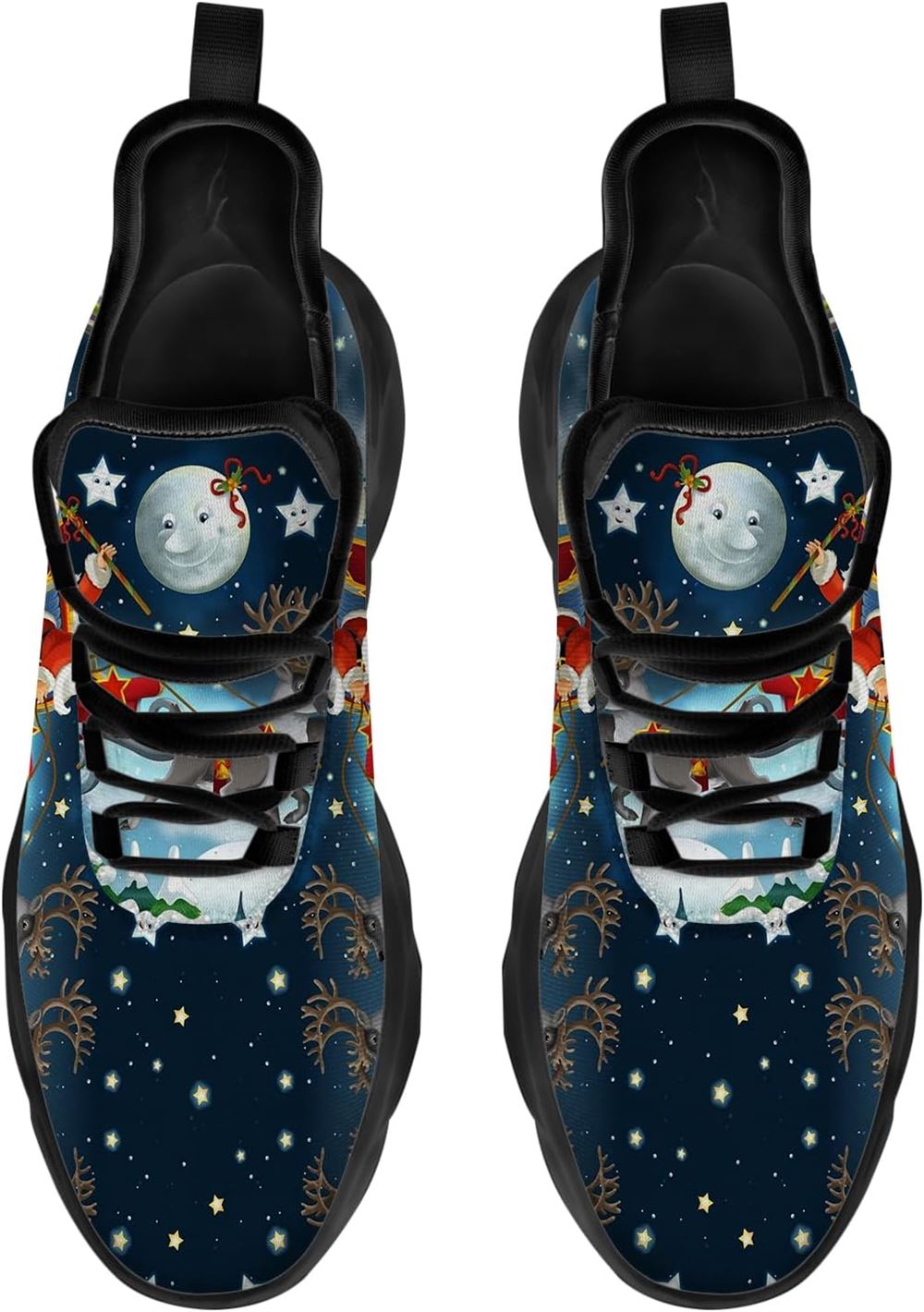 Christmas Running Shoes, Santa Claus And His Reindeer On Christmas Night Max Soul Shoes For Men Women, Christmas Shoes, Winter Fashion Shoes