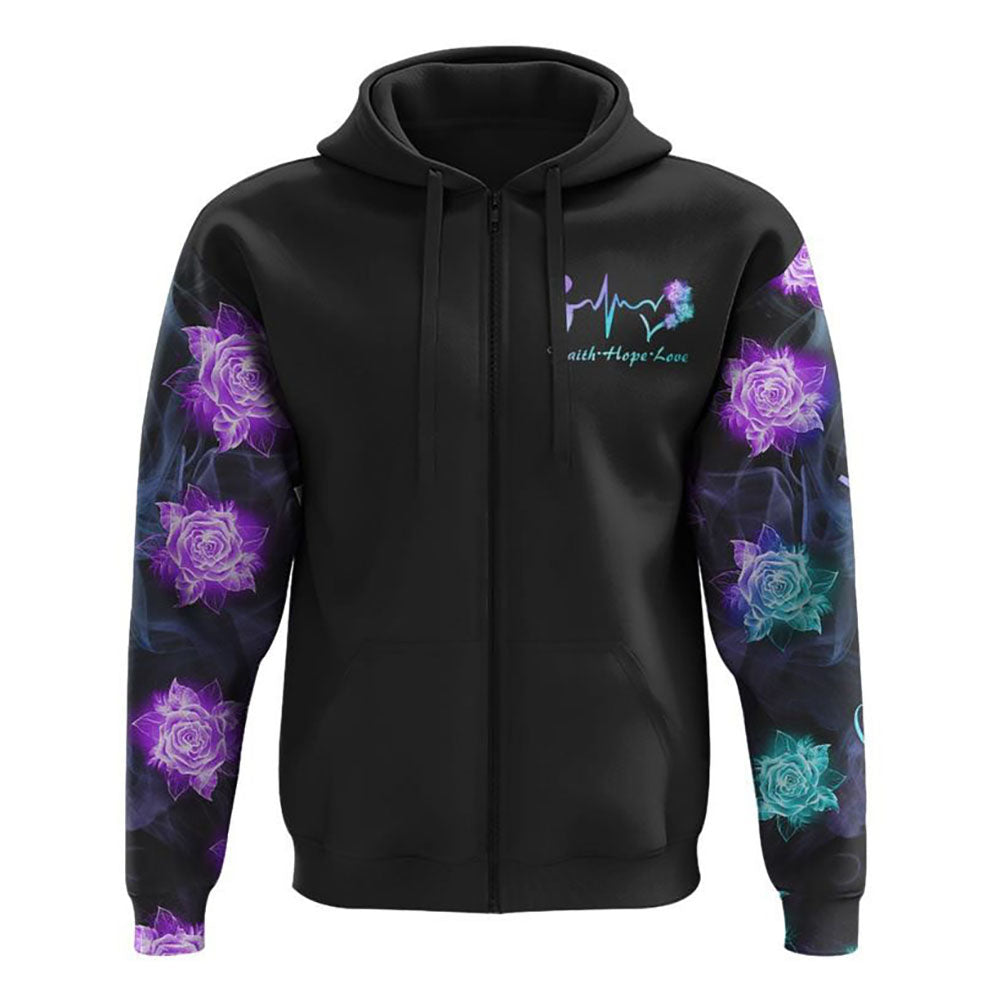 Blue Purple Wing Rose Cross Smoke All Over Print 3D Hoodie, Christian Hoodie, Christian Sweatshirt, Bible Verse Shirt