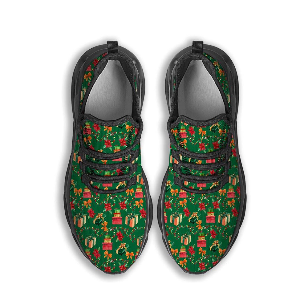 Poinsettia Cute Christmas Print Pattern Black Max Soul Shoes For Men Women, Best Running Sneaker, Christmas Shoes, Winter Fashion Shoes