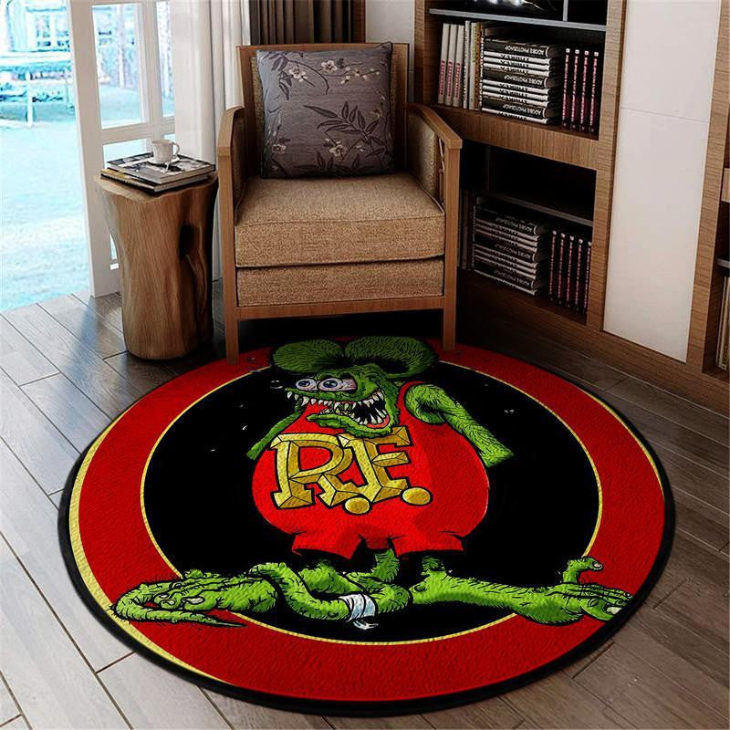 Rat Fink Hot Rod Round Mat Round Floor Mat Room Rugs Carpet Outdoor Rug Washable Rugs