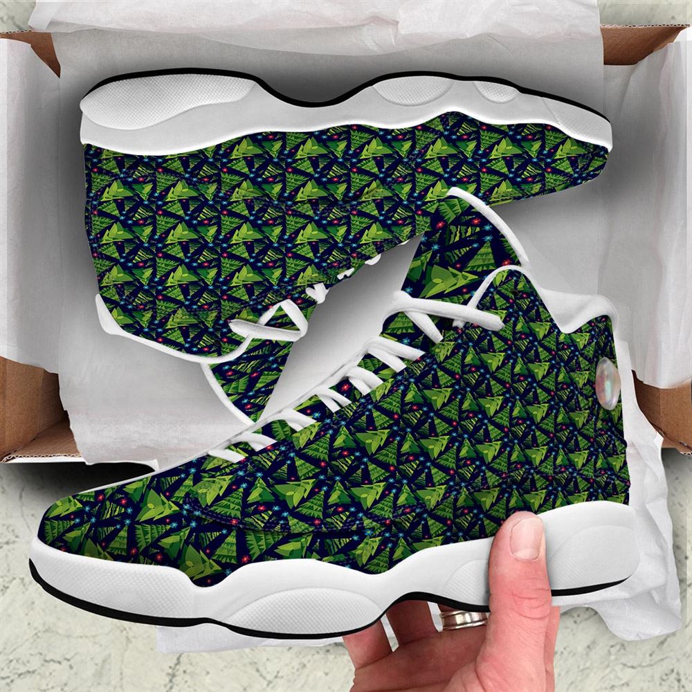 Christmas Basketball Shoes, Star And Christmas Tree Print Pattern Jd13 Shoes For Men Women, Christmas Fashion Shoes