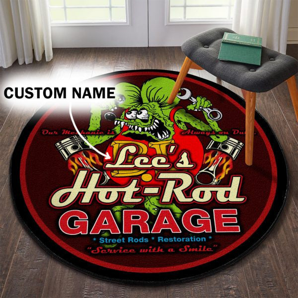 Personalized Hot Rod Rat Fink Round Mat Round Floor Mat Room Rugs Carpet Outdoor Rug Washable Rugs