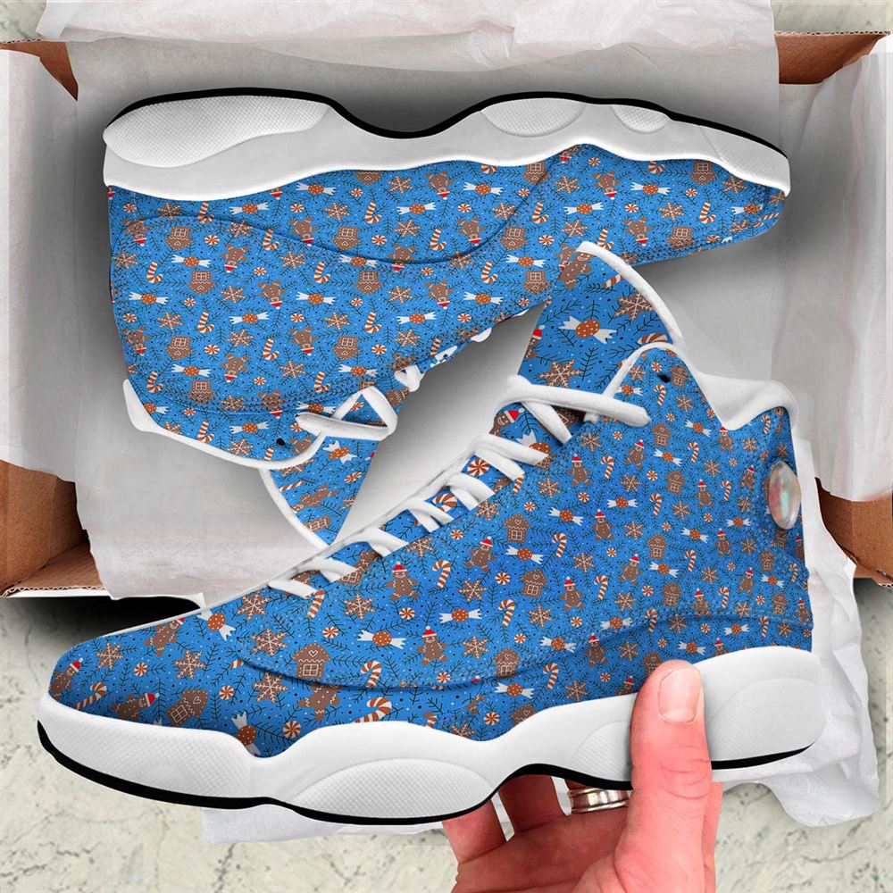 Christmas Basketball Shoes, Gingerbread Man Christmas Print Pattern Jd13 Shoes For Men Women, Christmas Fashion Shoes