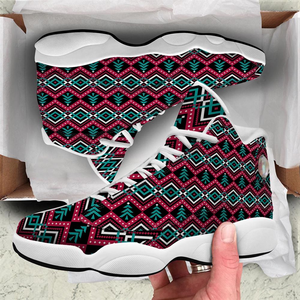 Christmas Basketball Shoes, Merry Christmas Zigzag Print Pattern Jd13 Shoes For Men Women, Christmas Fashion Shoes