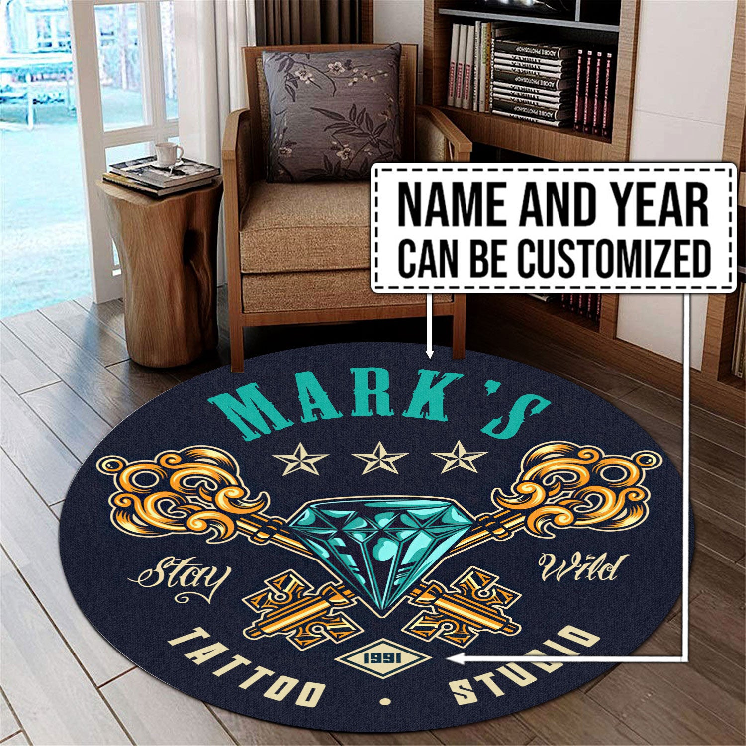 Personalized Tattoo Studio Round Mat