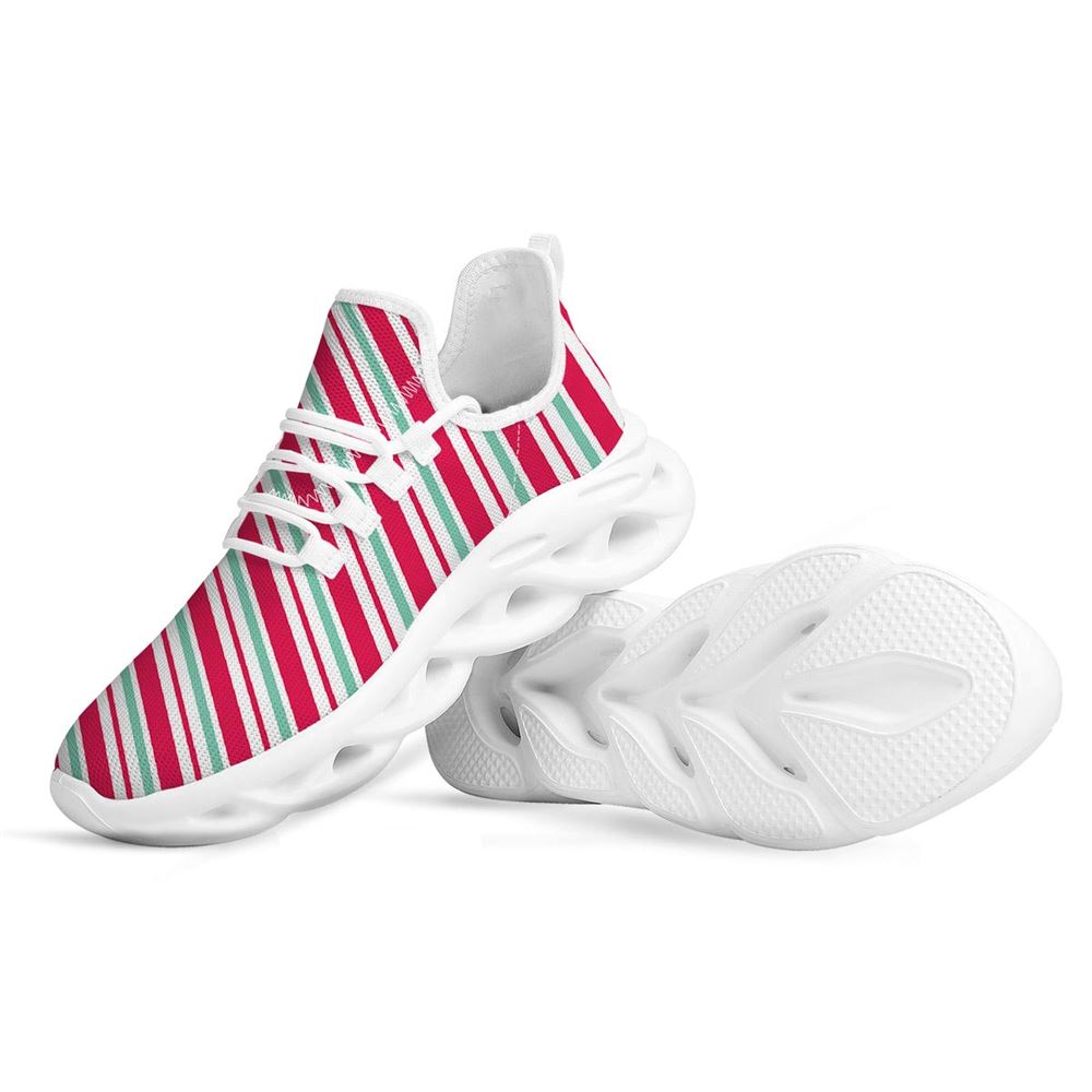 Candy Cane Striped Christmas Print White Max Soul Shoes For Men Women, Best Running Sneaker, Christmas Shoes, Winter Fashion Shoes